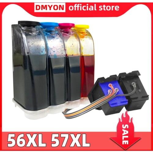 DMYON 56 57 XL Ciss Bulk Ink Compatible for Hp 57 56 for Deskjet 450 450cbi 450ci 450wbt F4140 F4180 5150 5550 5652 5655 Printer