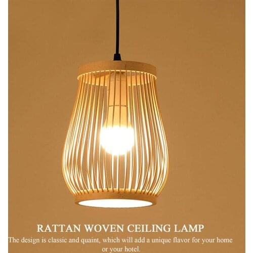 Rustic Rattan Woven Chandeliers Natural Bamboo Ceiling Lights for Living Room