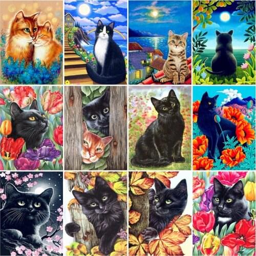 EverShine Diamond Embroidery Cat Mosaic Art Kits Handicrafts 5D Diamond Painting Animals Rhinestone Pictures Handmade Hobby