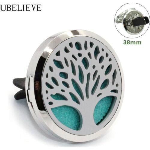 Hot Tree of Life Aromatherapy Car Diffuser Locket For Vent Clip 38mm 316L Stainless Steel Car Essential Oil Air Freshener Clip