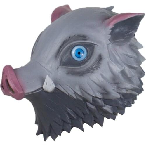Halloween Carnival Anime Cosplay DS Hashibira Inosuke Masquerade Pig Mask Latex Full Head Grey Xcoser
