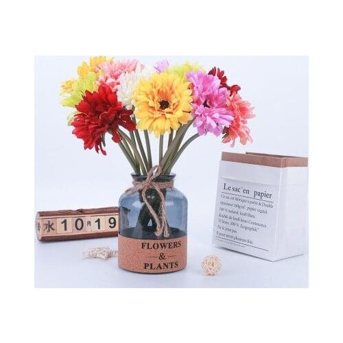 12PCS Gerbera African daisy Artificial Flowers Silk artificial bouquet Real touch flowers For Home Wedding decorative flowers