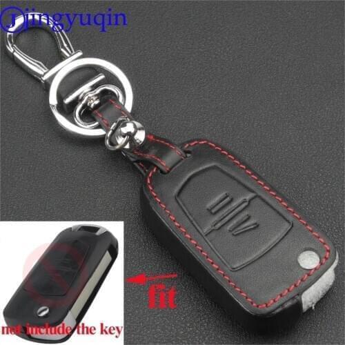 Jingyuqin 2-button remote flap folding leather car key case for Opel Agile Vectra Novo Montana Corsa holder