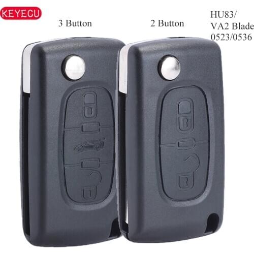 KEYECU for Peugeot 407 308 307 208 207 Partner Citroen C1 C2 C3 Flip 2/3 Button 433MHz Remote Key Fob CE0523 , CE0536 -VA2/HU83