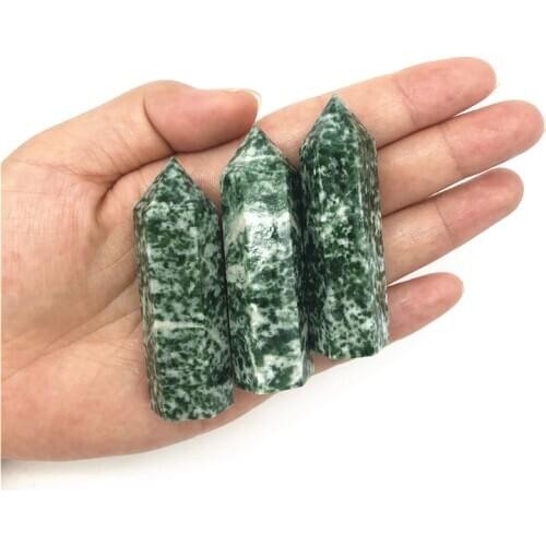 Beautiful 1PC Natural Qing Hai Green Spot Point Healing High Quality Mineral Stone Collection Natural Quartz Crystals