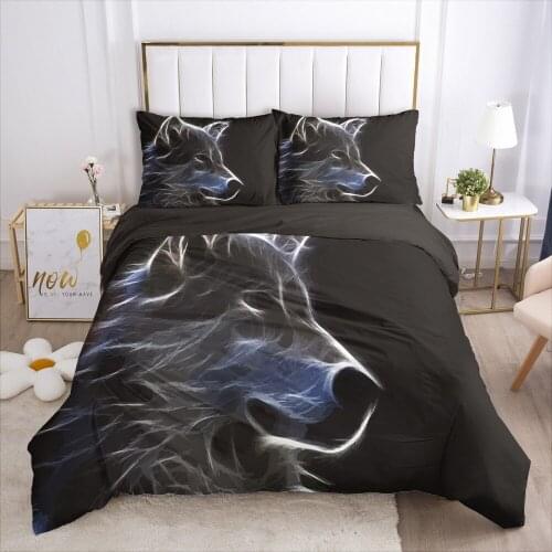 Print 3d King Size Bedding Set Home Textile Pet Cats,Dogs, Wolf Animal Duvet Cover Set Classic Black and White Bedding Set Hot