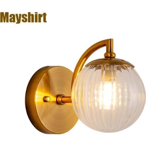 Nordic Glass Ball Wall Lamps Bedside Modern Led Metal Wall Sconce Light Fixtures Bedroom Bathroom Mirror Lights Industrial Decor