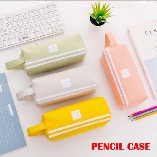 New Hot Simple Versatile Double-layer Pencil Case Large Capacity Handle Zipper Oxford Cloth Stationery SMR88