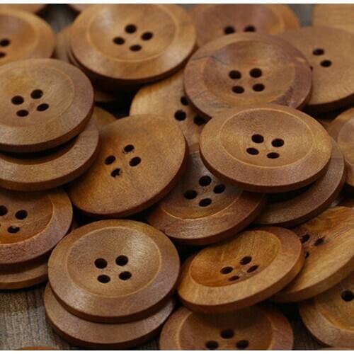 New Arrival 50 Pcs Wooden 4 Holes Round Wood Sewing Buttons DIY Craft Scrapbooking 25mm