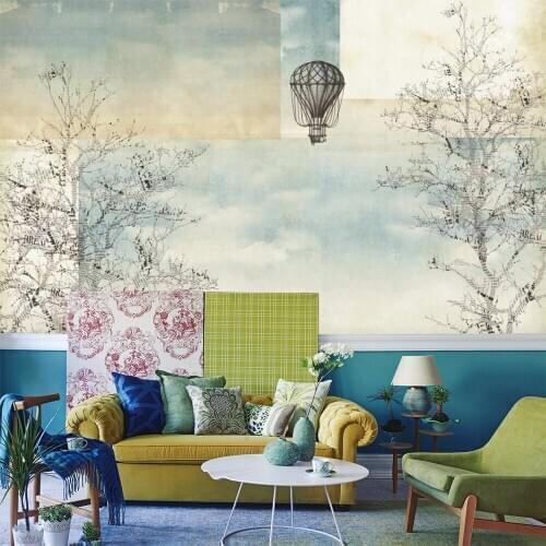 Custom Mural Wallpaper Creative Letter Big Tree Balloon Tv Sofa Background Wall Painting