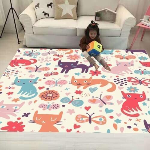 Cartoon Cat Shaggy Anti-Skid Floor play Mats 3D Carpet Non-slip Rug Dining Living Room Soft Kids Bedroom Mat Carpet 02