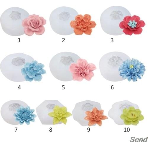 DIY Crystal Epoxy Mold 3D Flower Shape ]Mirror Silicone Mould Cake Decor Molds