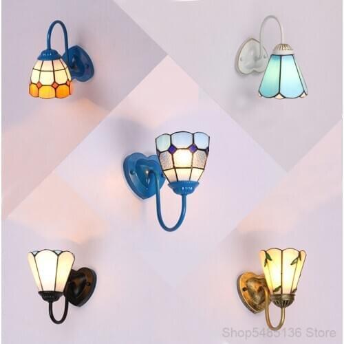 Mediterranean Tiffany Wall Lamp Luxury Personality Bedroom Bedside Living Room Background Wall Corridor Balcony Decoration Lamps