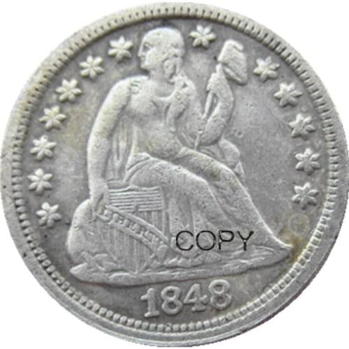 US Liberty Seated Dime 1848 P/S Silver Plated Copy Coins