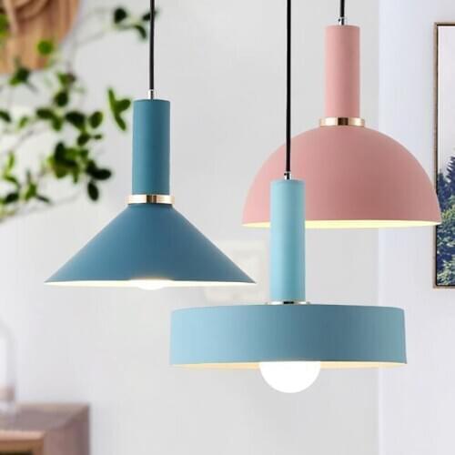 LED Iron Macarons Pendant Lights AC90-260V Living Room Decoration Hanging Lamp Bedroom Bedside Pendant Lamps Home Decor Lamp