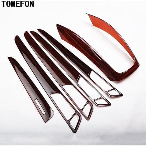 TOMEFON For Audi Q5 2013-2016 ABS Plastic Wood Paint Front Gear Shif Panel Frame 4 Door Handle Trim Interior Accessories