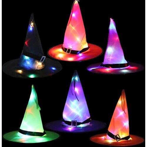Halloween Decoration Witch Hat LED Lights Kids Party Decor Supplies Outdoor Tree Hanging Hotel Children Halloween Costume