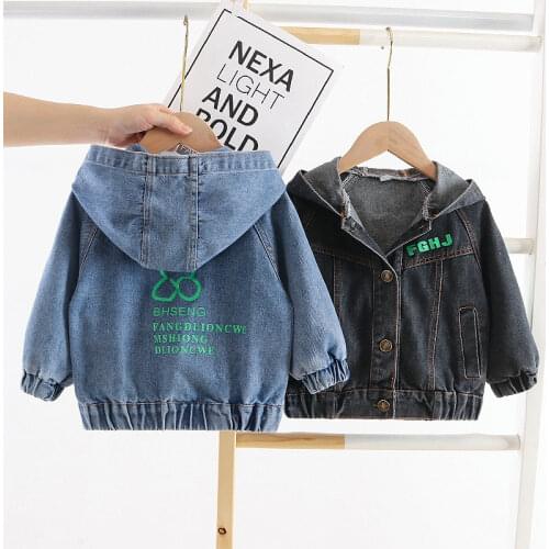 Spring Kids Hooded Jacket Boys Baby Girls Denim Coats Children Clothes Toddler Cartoon Clothing Infants Casual Outwear 0-5 Years