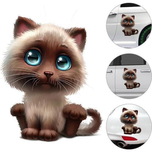 1pcs 15*18cm Cute Cat Car Body Sticker Animal 3D Car Sticker Car Body Racing Side Door Long Stripe Stickers Auto Vinyl Decal