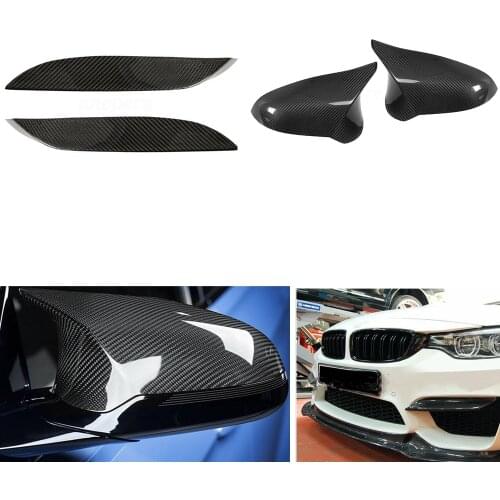 Carbon Fiber Car Mirror Covers Cap For 2015-2018 BMW F80 M3 F82 M4 Car Front Wing Bumper Side Splitter Canard Lip Fog Lamp Trim