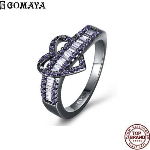 GOMAYA Romantic Color Heart Rings For Women Creativity Design Finger Ring prom Wedding Engagement New Arrival Fashion Jewelry