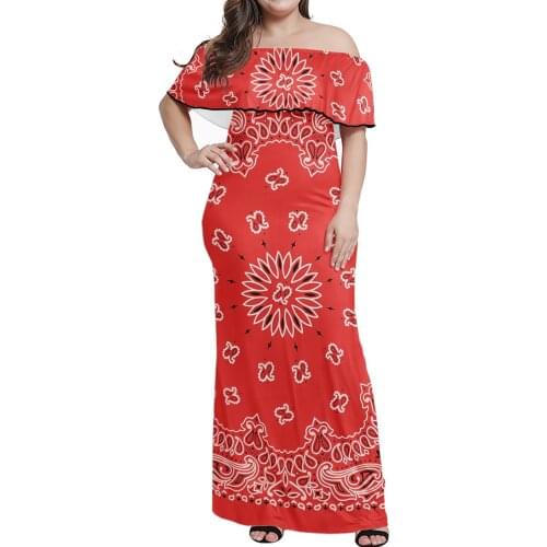 Women Summer Casual Dress Bandana Print dress Style Womens Party Clothing One Shoulder Dresses Half sleeve Long Dresses
