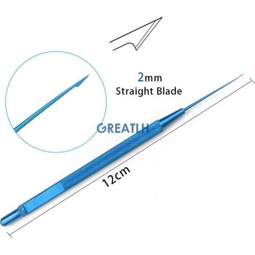 1pcs 120mm Titanium Straight Goniotomy Knife Veterinary Ophthalmic Surgical Instruments