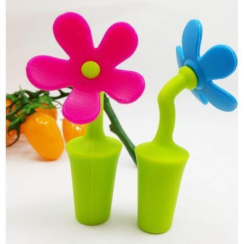 1pcs flower style silicone wine stopper without leaking wine cork beverage supply portable bar tool kitchen accessories