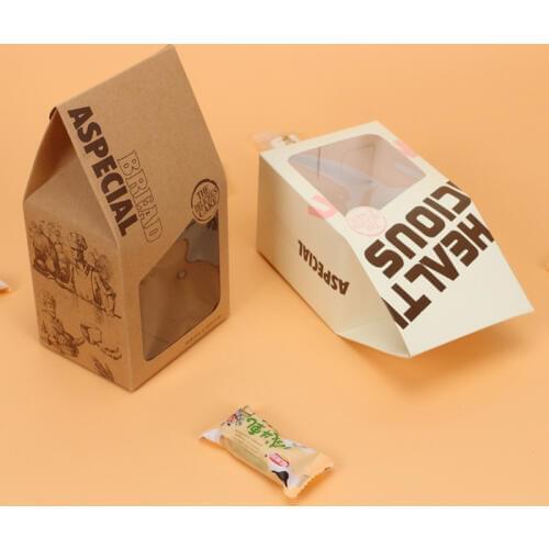 100 pcs 9x7.5x17cm candy box cookies Bread bag windows kraft paper gift packaging box candy packaging kids Birthday party White