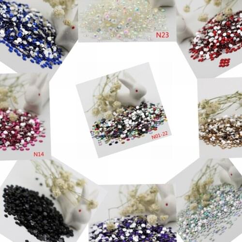 1000pcs 2mm FlatBack Resin Rhinestone DIY Nail Art Cell Phone 24 Colors Slection
