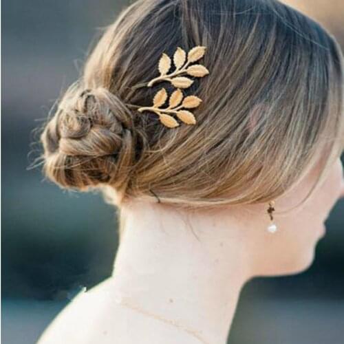 1P Olive Branch Leaves Pearl Metal Hair Clip Hairband Comb Bobby Pin Barrette Hairpin Headdress Accessories Beauty Styling Tools