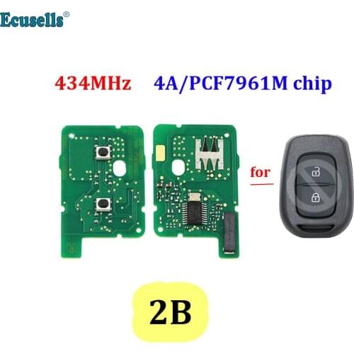 2 Button Remote Key Circuit Board PCB 433MHz 4A PCF7961M for Renault Duster Dokker Trafic Master