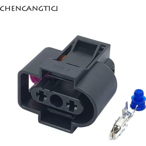 2 Sets 2 Pin Way Washer Fluid Sensor Plug Coolant Tank Reservoir Connector Socket for Audi VW Jetta Golf 1J0 973 202 1J0973202