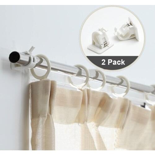 2Pcs Self Adhesive Curtain Hanging Rod Brackets Organized Pole Holders Bathroom Room Towel Bar Hook Support Rail Clamps Fixed