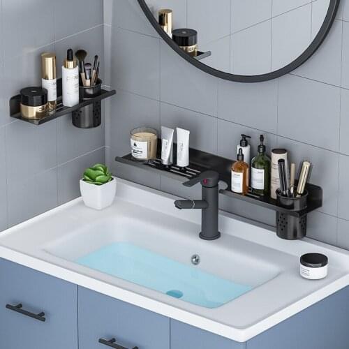 30-50cm Bathroom Shelf Stainless Steel Punch-free Wall-Mounted Mirror Front Shower Rack Multifunction Kitchen Seasoning Racks