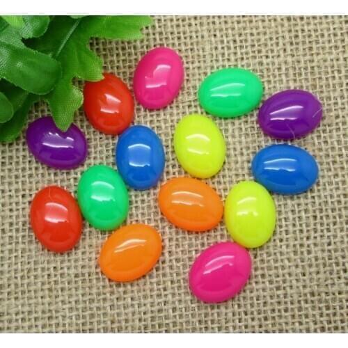 50Pcs Mixed Oval Soild Color Resin Decoration Crafts Flatback Cabochon Scrapbook DIY Embellishments Accessories Buttons