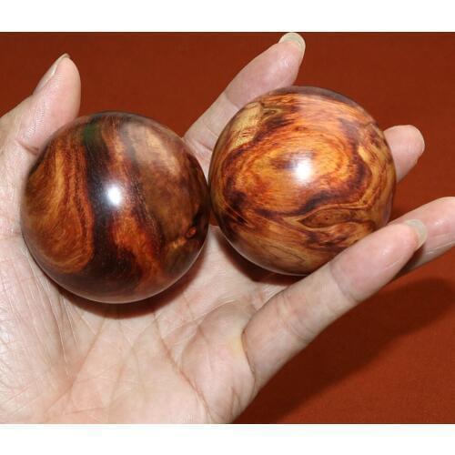 55mm 2pcs health balls Genuine Chinese Hainan huanghuali rosewood sphere men gift decor wood handball collectible