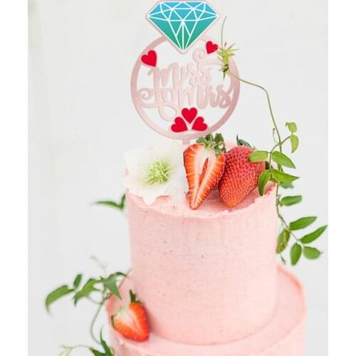 Acrylic Miss To Mrs Beautiful Wedding Cake Topper Engagement Party Diamond Ring Love Decoration Valentines Day Gift