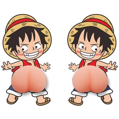 Anime Luffy Naruto Uzumaki Zoro One Piece Silicone Buttocks Bumper Sticker Dargon Ball Z Guko Silica Gel Car Decal Kids Toys