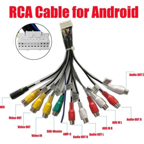 Android radio Car Accessories RCA Output Wire Aux-in subwoofer microphone Adapter 20Pin universal cable for PX6