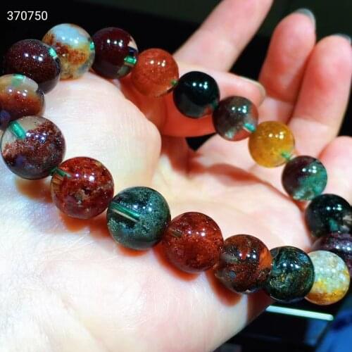 Genuine Natural Colorful Phantom Crystal Round Beads Bracelet 8mm Crystal Garden Snow Phantom Women Men AAAAA