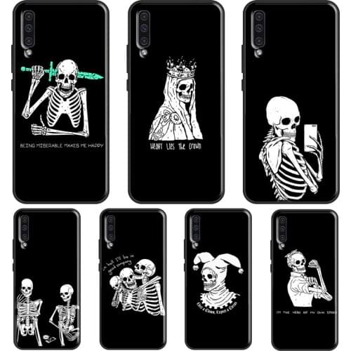 Funny Skeleton Skull Art Case For Samsung A52 A12 A32 A72 A21S A20e A21S A31 A51 A71 A10 A02S A50 A70 Back Cover