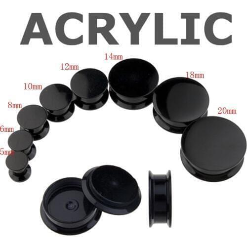 Black Ear plugs Interanlly screw acryic ear flesh tunnel 5-20mm wholesales piercing expander earring gauges body jewelry