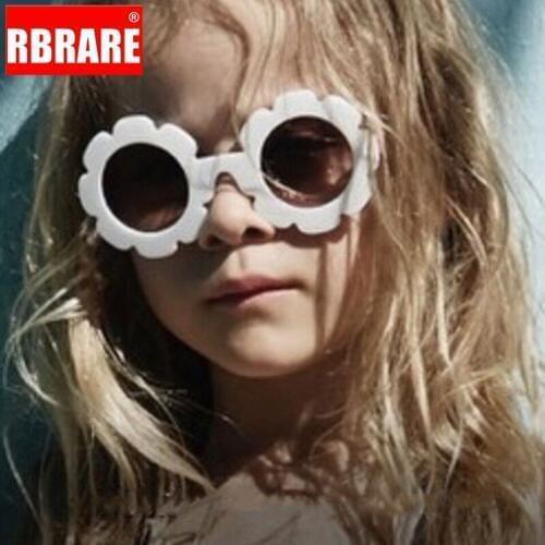 RBRARE Round Flower Child Sunglasses Candy Color Cute Wild Concave Shape Personality Baby Anti-UV Street Beat Kid Glasses