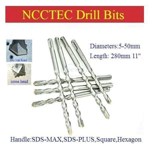 [Length 280mm 11'' ] Diameter 3-50mm 0.12''-2'' carbide core drill bits | Hammer hole saw SDS MAX SDS PLUS Square Hex Shank