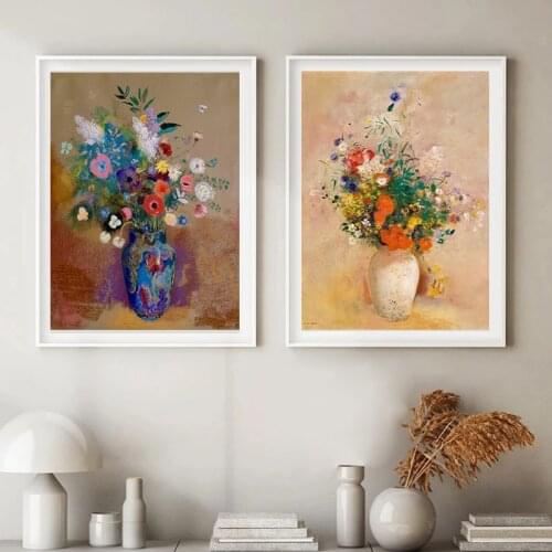 Odilon Redon French Symbolist Painter Artwork Posters and Prints Abstract Flowers Still Life Painting Canvas Pictures Home Decor