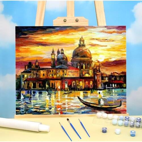 The Golden Skies Venice Paint By Numbers Complete Kit Oil Paints 40*50 Canvas Painting Loft Picture For Kids For Handicraft