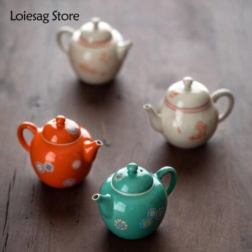 Loiesag 150ml Japanese Style Ceramic Tea Taste Turquoise Teapot Kung Fu Traditional Crafts Tea Pot Effluent Smooth Tea Ceremony
