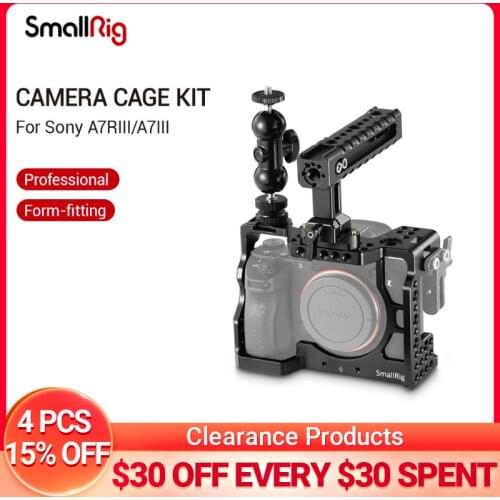 SmallRig a7iii a7riii Camera Cage Kit for Sony A7RIII/A7III Cage With Nato Handle + Double Ball Heads Extension Arm Kit - 2103