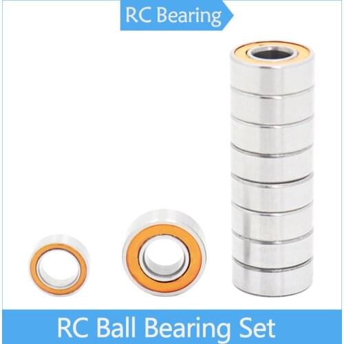 Tamiya Grasshopper/Hornet Precision Ball Bearing Kit (5x11x4mm/9pcs, 5x8x2.5mm/1pc) Orange Rubber Sealed